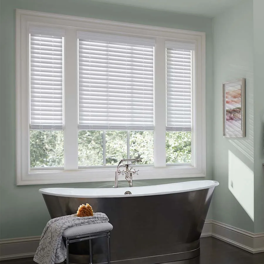 Wide slat faux wood blinds