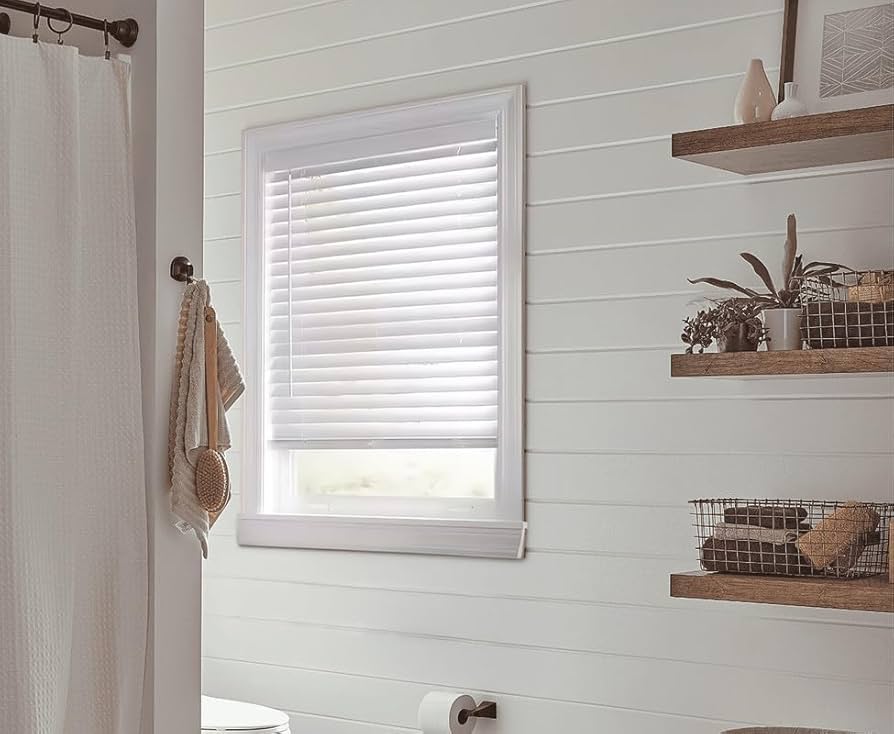 Installed faux wood blinds