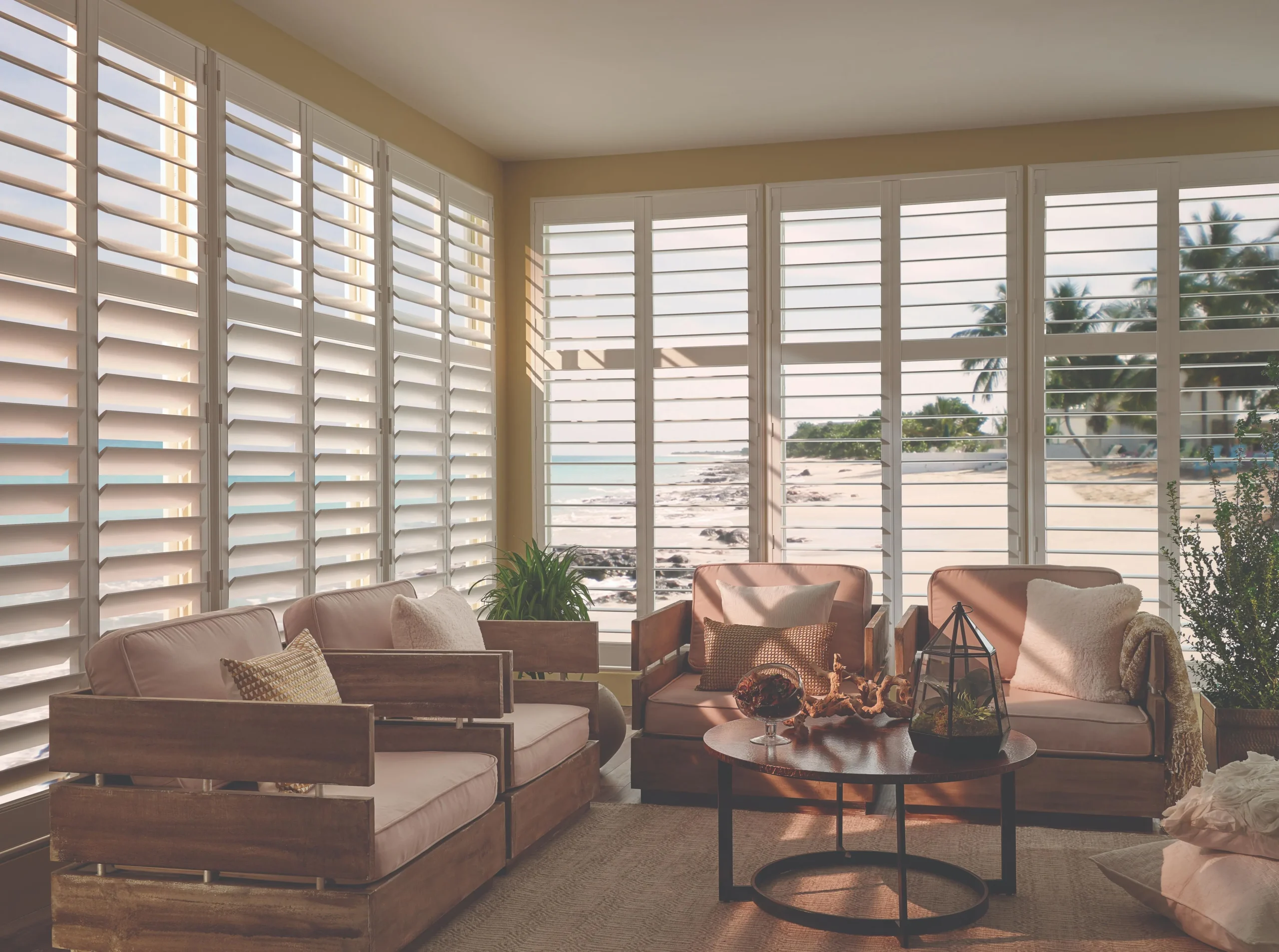 Plantation shutters in a bright Atlanta home